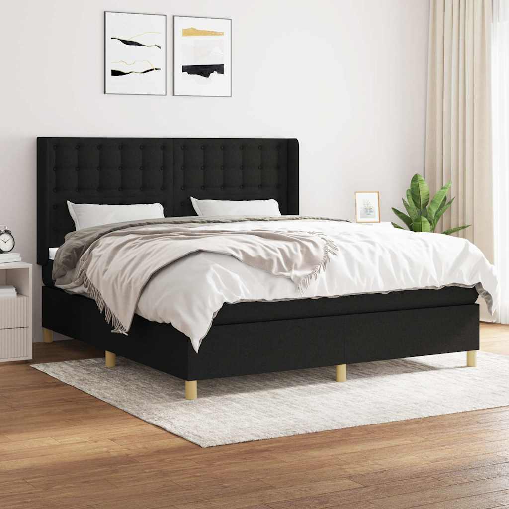 JUNG Vida Boxspringbett mit Matratze Schwarz 160x200 cm Stoff