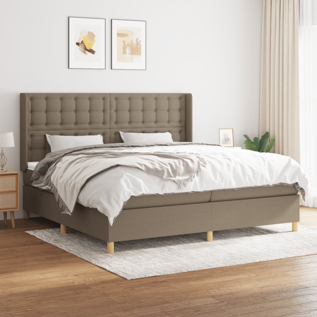 JUNG Vida Boxspringbett mit Matratze Taupe 200x200 cm Stoff