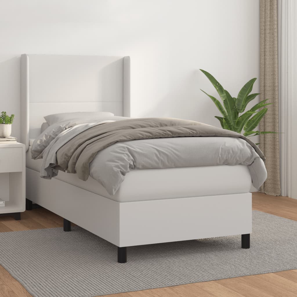JUNG Vida Boxspringbett mit Matratze Weiß 100x200 cm Kunstleder