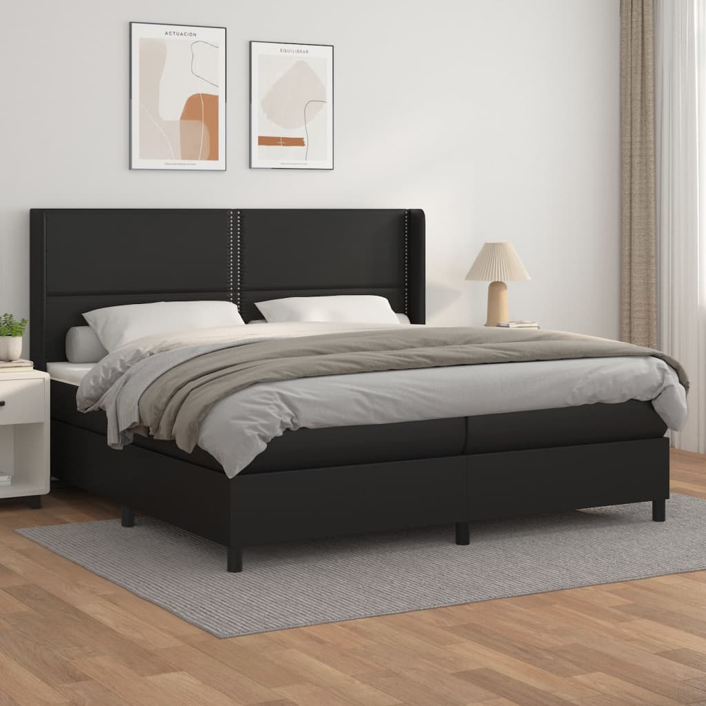 JUNG Vida Boxspringbett mit Matratze Schwarz 200x200 cm Kunstleder