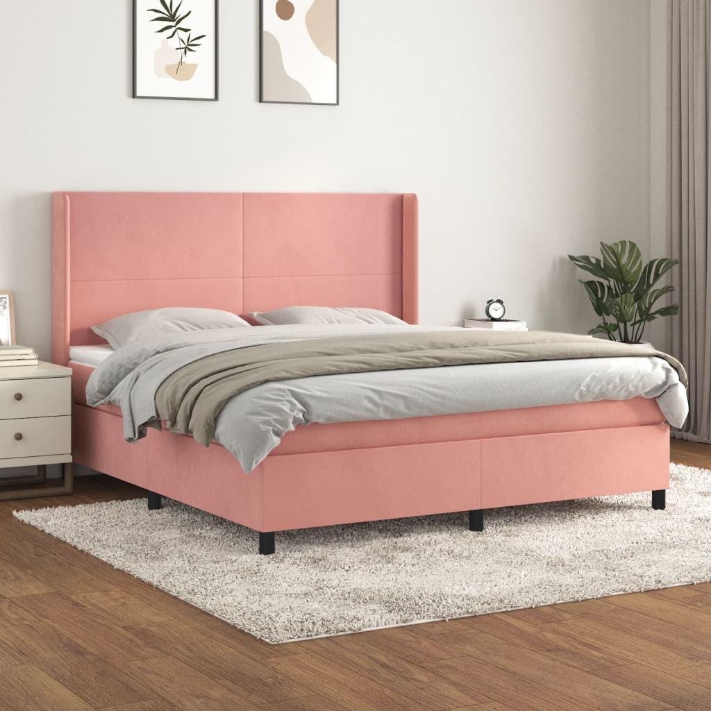 JUNG Vida Boxspringbett mit Matratze Rosa 180x200 cm Samt