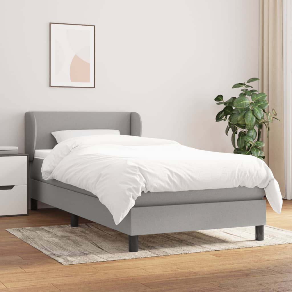 JUNG Vida Boxspringbett mit Matratze Hellgrau 90x190 cm Stoff