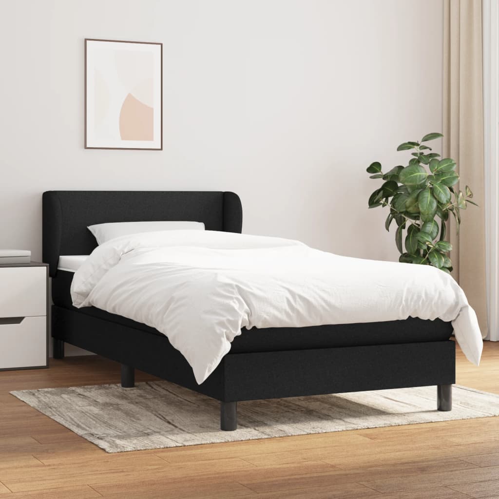 JUNG Vida Boxspringbett mit Matratze Schwarz 90x200 cm Stoff