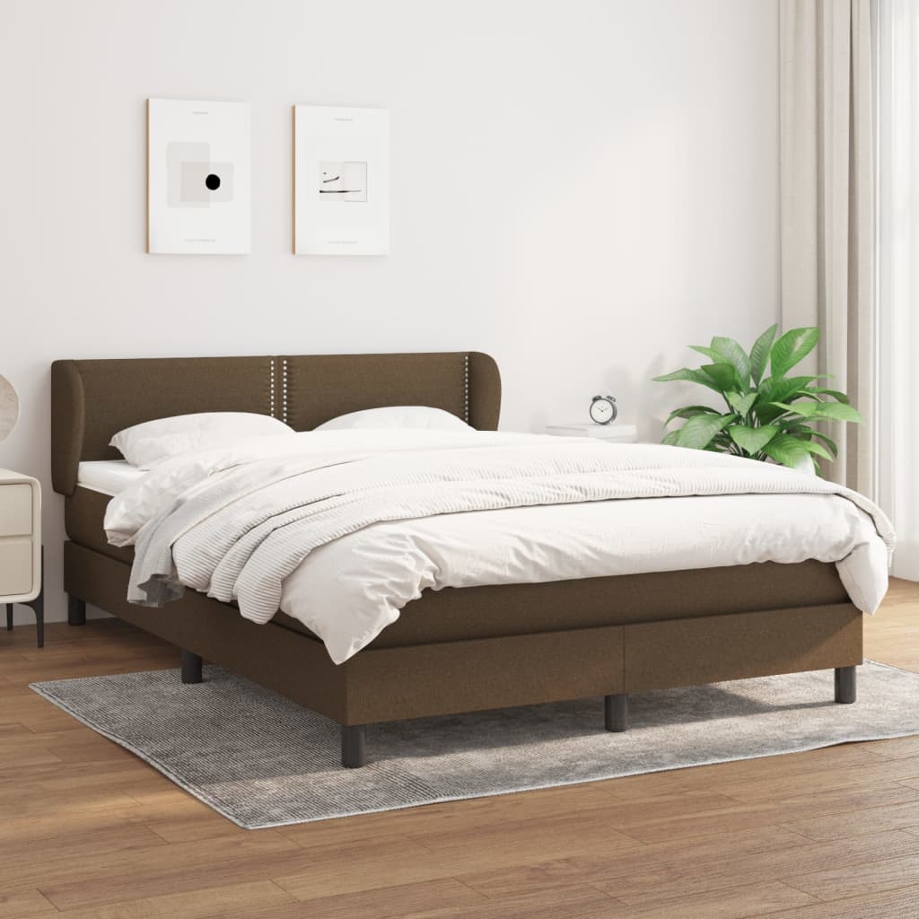 JUNG Vida Boxspringbett mit Matratze Dunkelbraun 140x200 cm Stoff