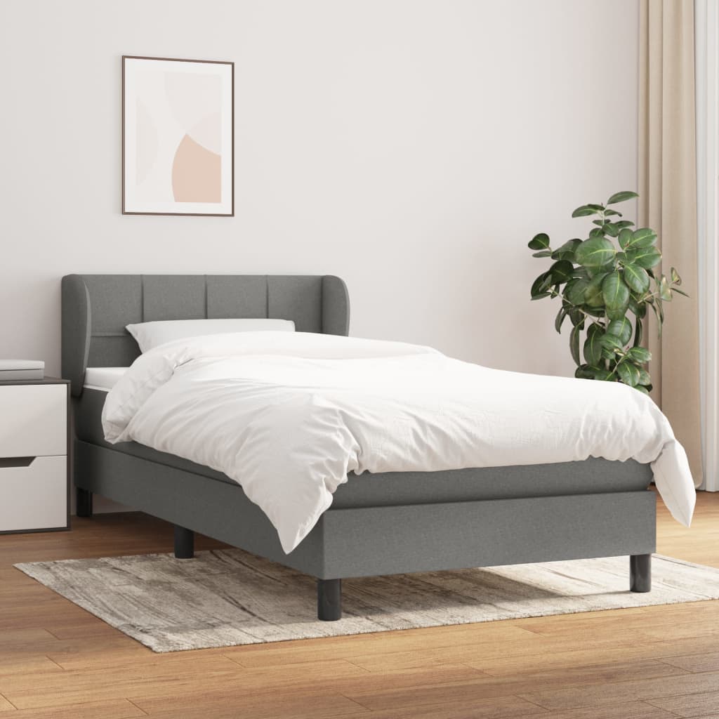 JUNG Vida Boxspringbett mit Matratze Dunkelgrau 100x200 cm Stoff