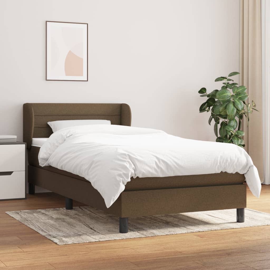 JUNG Vida Boxspringbett mit Matratze Dunkelbraun 90x200 cm Stoff