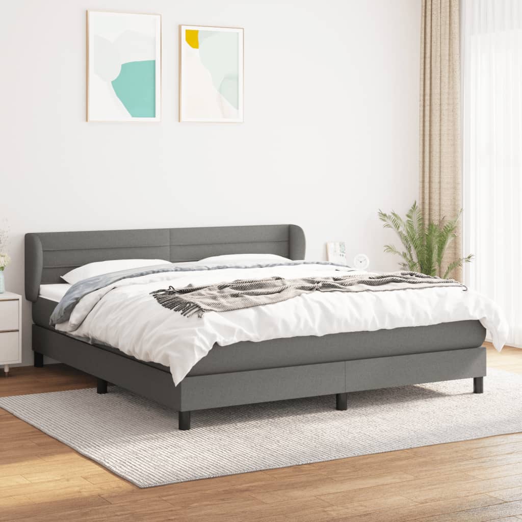 JUNG Vida Boxspringbett mit Matratze Dunkelgrau 180x200 cm Stoff