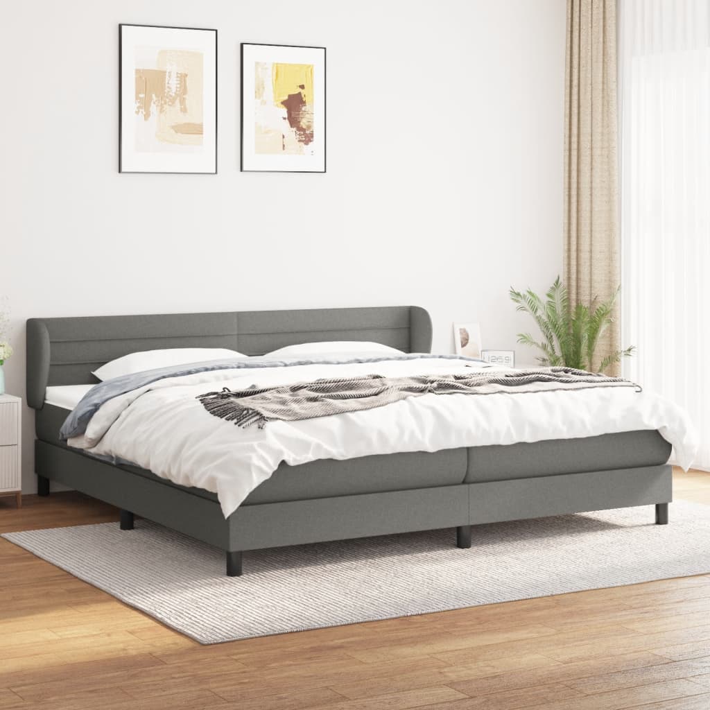 JUNG Vida Boxspringbett mit Matratze Dunkelgrau 200x200 cm Stoff