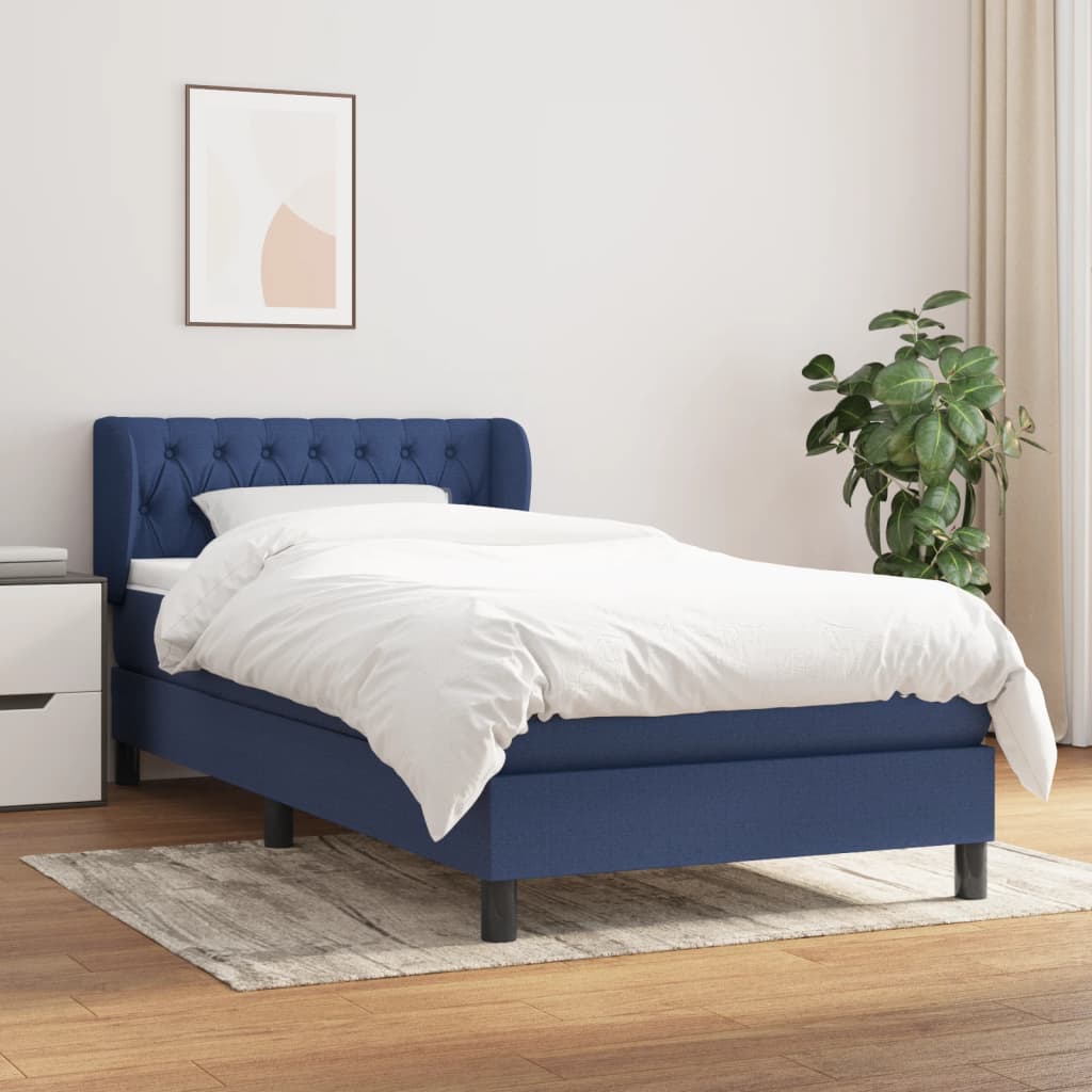 JUNG Vida Boxspringbett mit Matratze Blau 90x190 cm Stoff