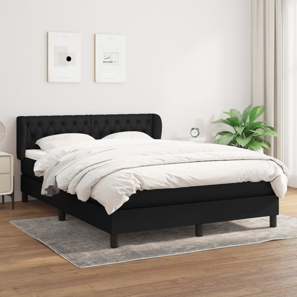 JUNG Vida Boxspringbett mit Matratze Schwarz 140x200 cm Stoff