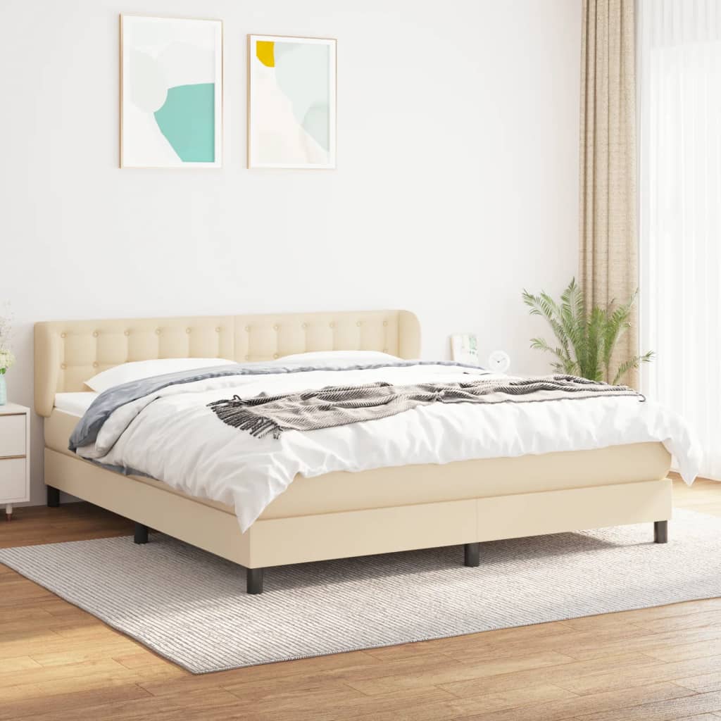 JUNG Vida Boxspringbett mit Matratze Creme 160x200 cm Stoff