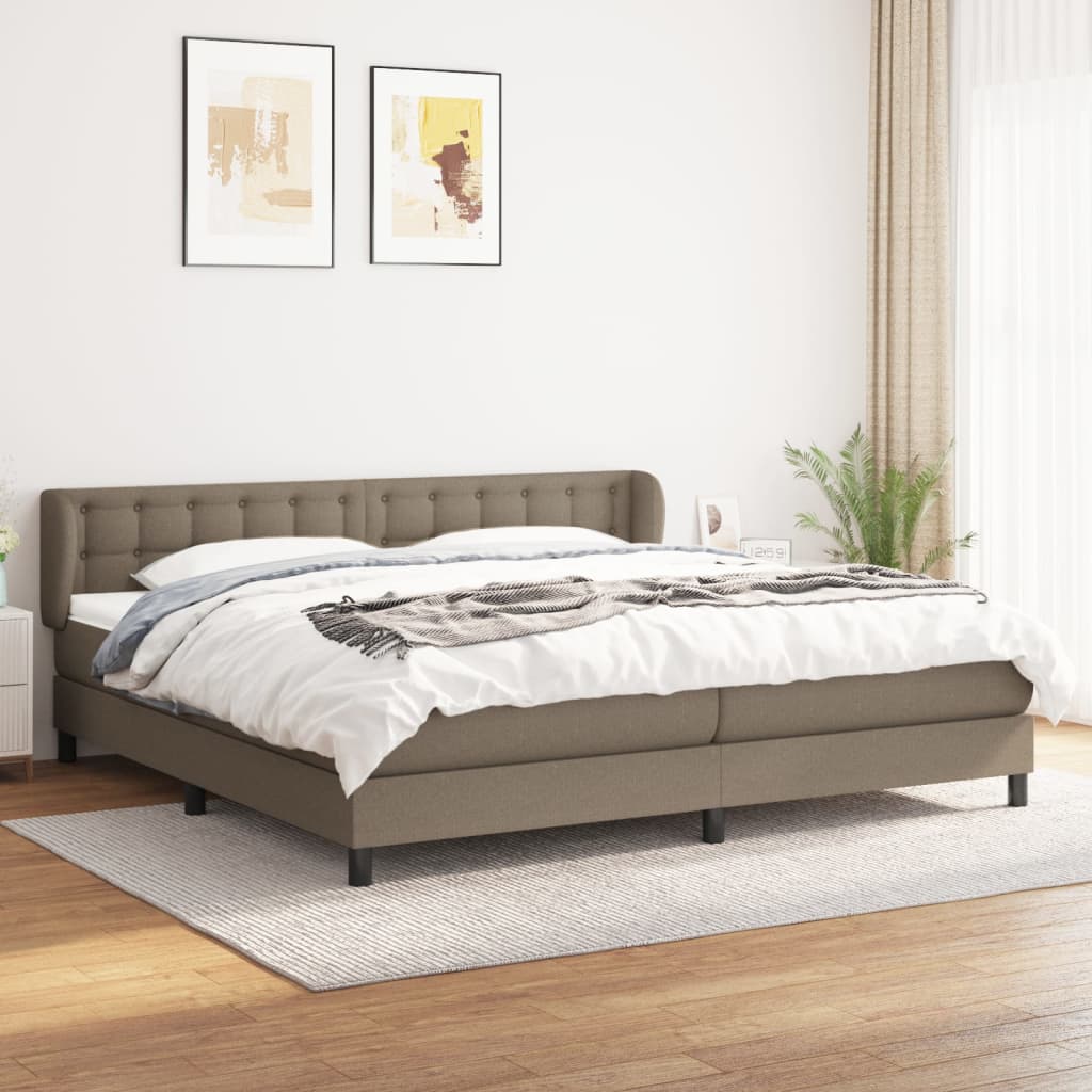 JUNG Vida Boxspringbett mit Matratze Taupe 200x200 cm Stoff