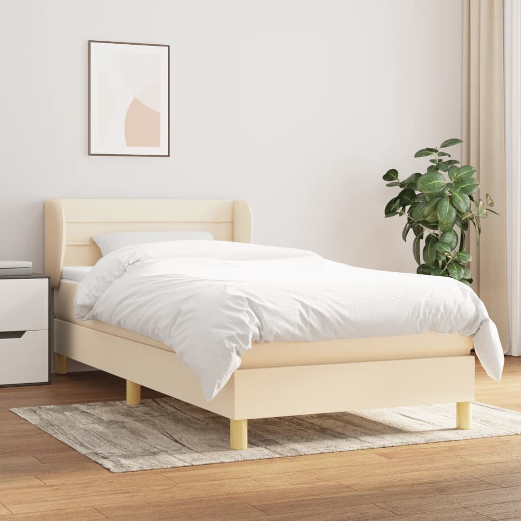 JUNG Vida Boxspringbett mit Matratze Creme 80x200 cm Stoff