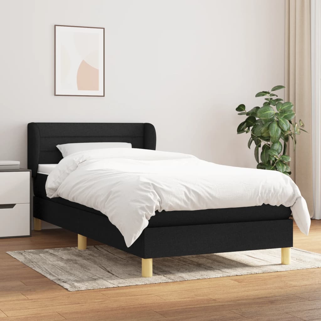 JUNG Vida Boxspringbett mit Matratze Schwarz 90x200 cm Stoff
