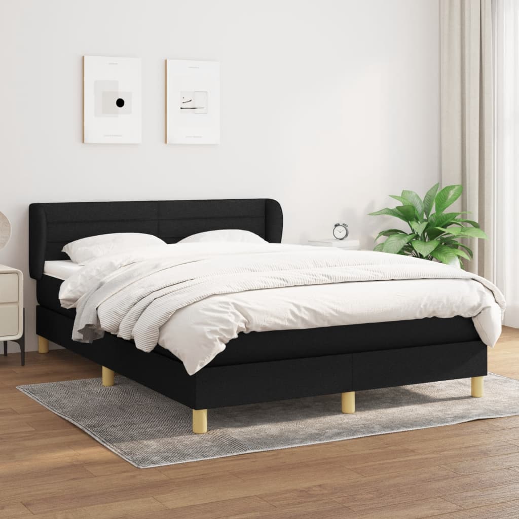 JUNG Vida Boxspringbett mit Matratze Schwarz 140x200 cm Stoff