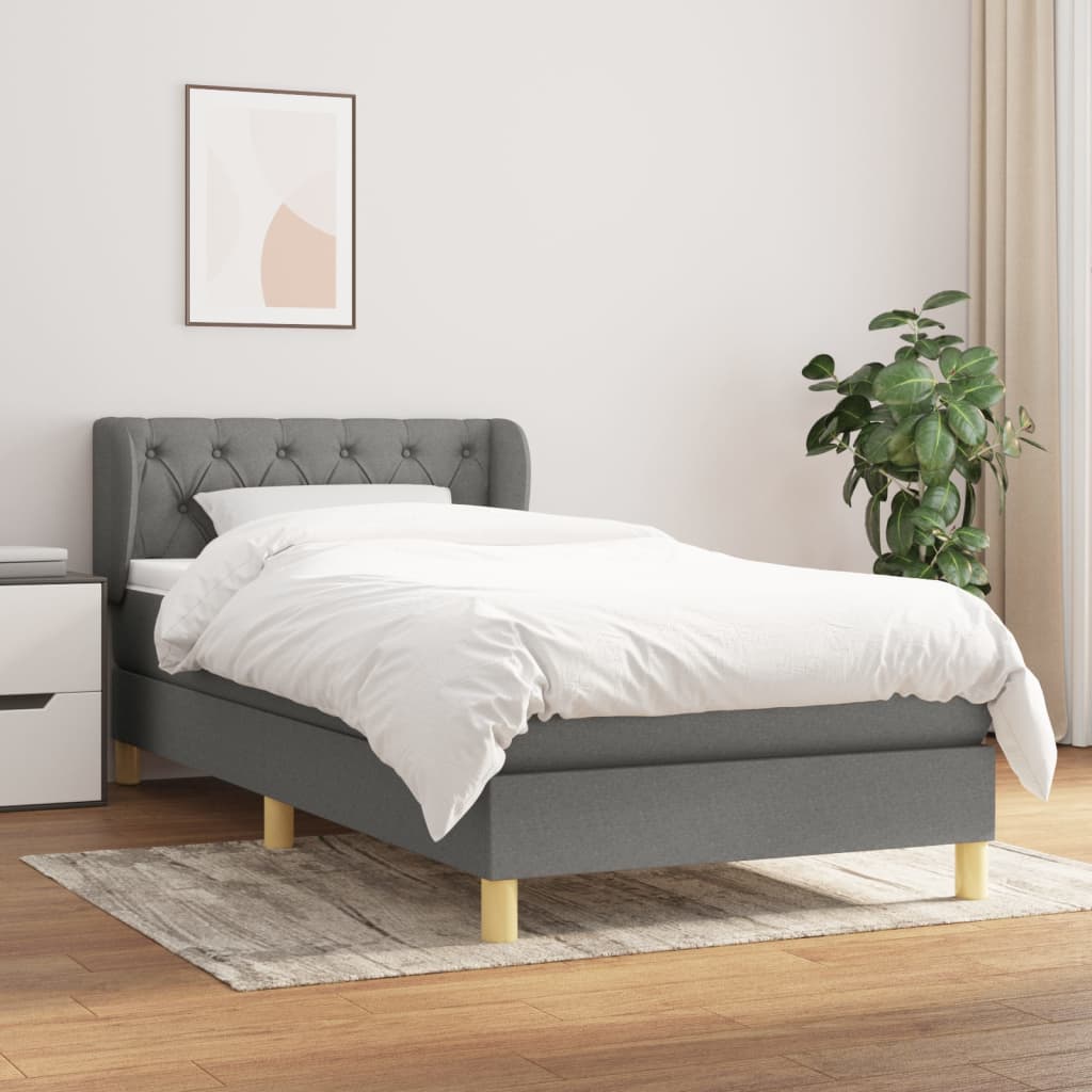 JUNG Vida Boxspringbett mit Matratze Dunkelgrau 80x200 cm Stoff