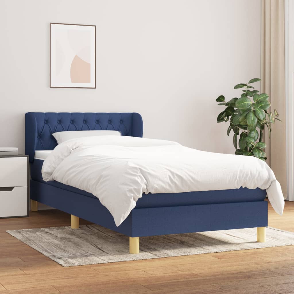 JUNG Vida Boxspringbett mit Matratze Blau 100x200 cm Stoff