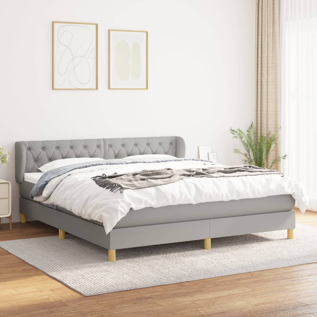 JUNG Vida Boxspringbett mit Matratze Hellgrau 160x200 cm Stoff