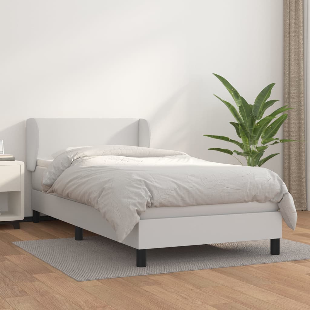 JUNG Vida Boxspringbett mit Matratze Weiß 100x200 cm Kunstleder