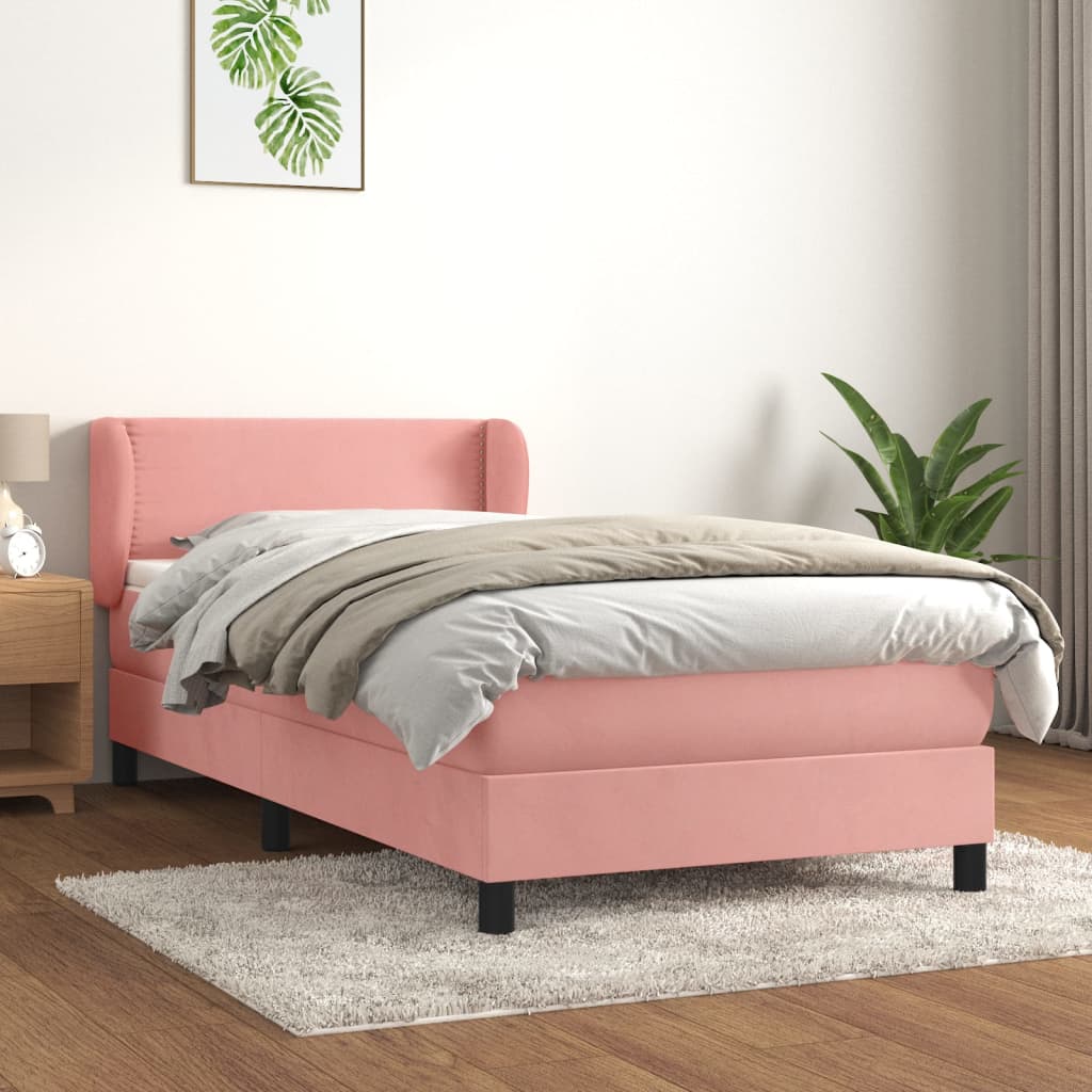 JUNG Vida Boxspringbett mit Matratze Rosa 100x200 cm Samt