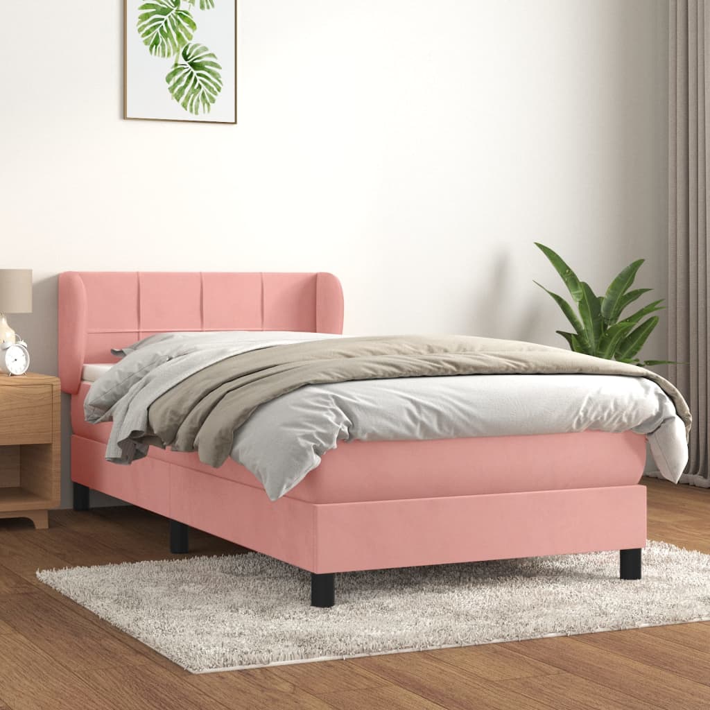 JUNG Vida Boxspringbett mit Matratze Rosa 90x200 cm Samt
