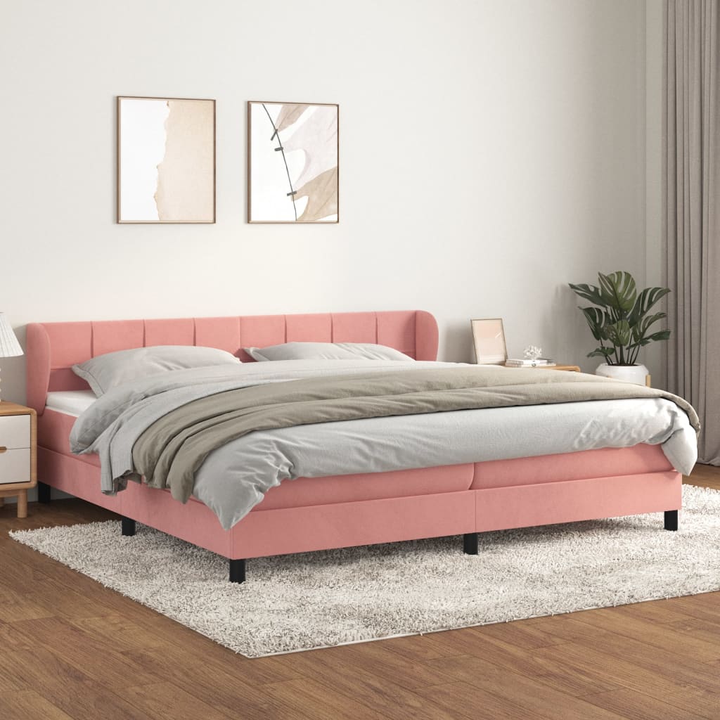 JUNG Vida Boxspringbett mit Matratze Rosa 200x200 cm Samt
