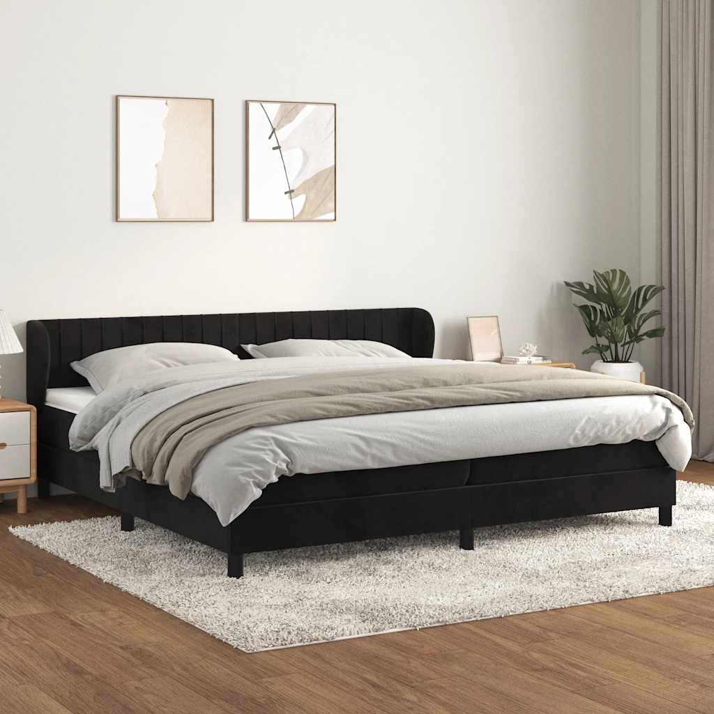 JUNG Vida Boxspringbett mit Matratze Schwarz 200x200 cm Samt