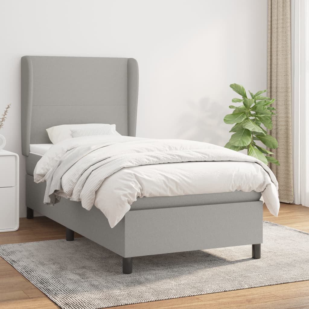 JUNG Vida Boxspringbett mit Matratze Hellgrau 80x200 cm Stoff