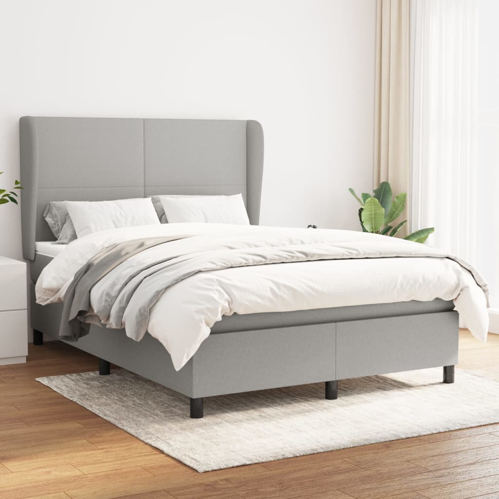 JUNG Vida Boxspringbett mit Matratze Hellgrau 140x200 cm Stoff