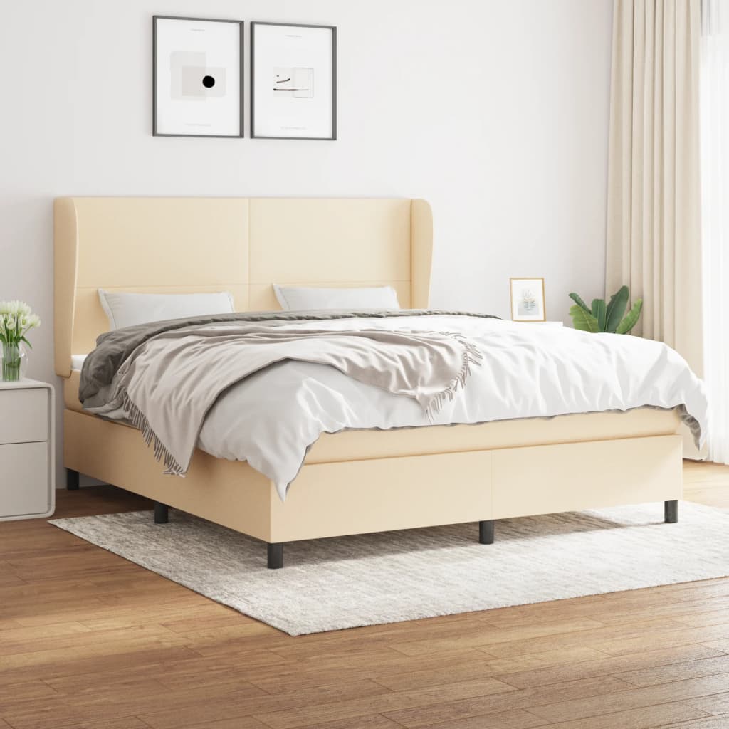 JUNG Vida Boxspringbett mit Matratze Creme 180x200 cm Stoff
