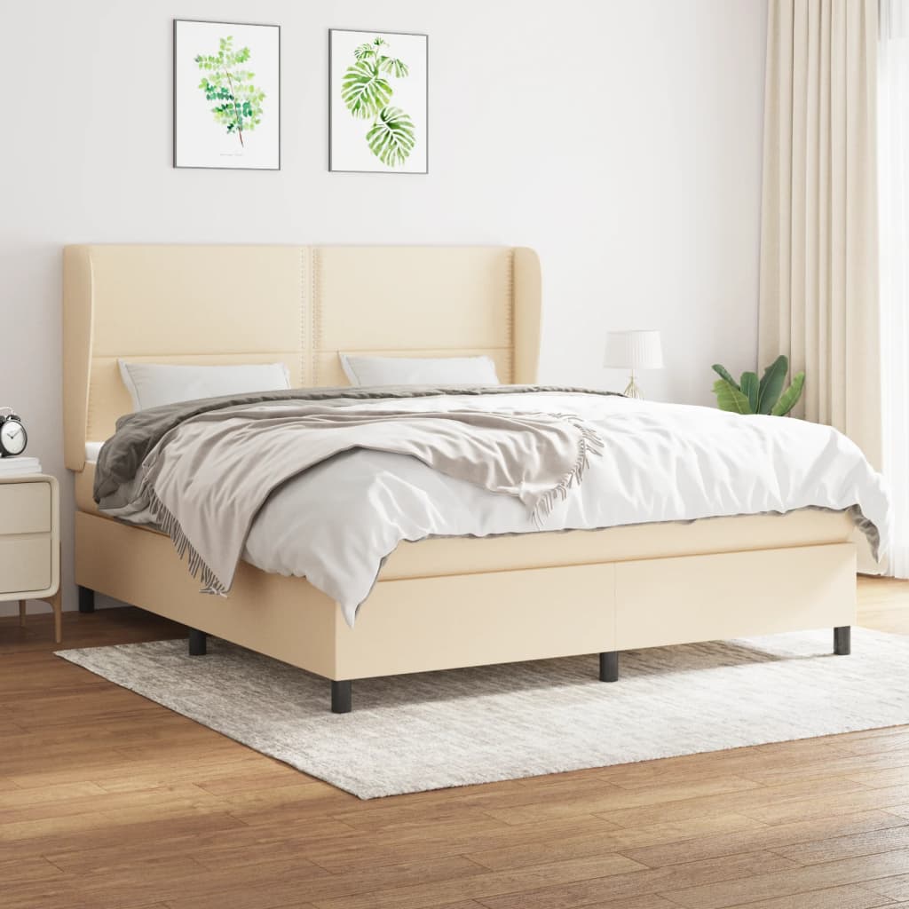 JUNG Vida Boxspringbett mit Matratze Creme 180x200 cm Stoff