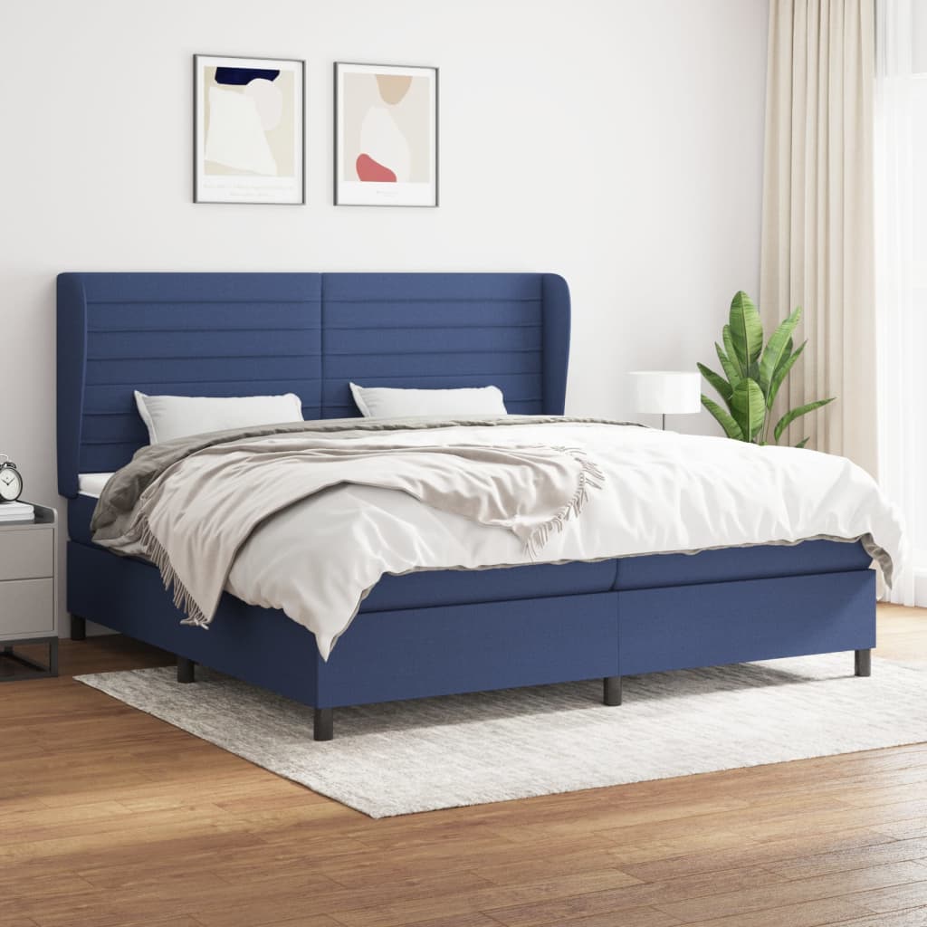 JUNG Vida Boxspringbett mit Matratze Blau 200x200 cm Stoff