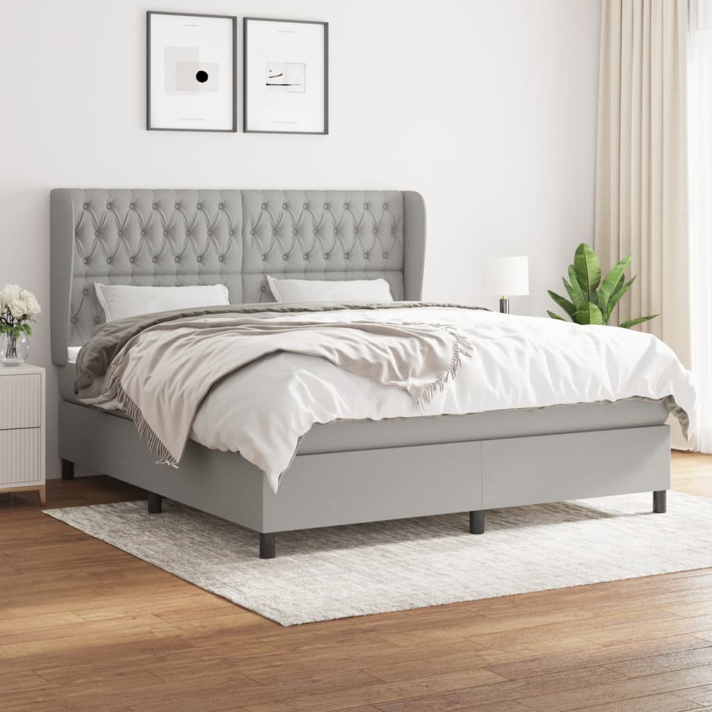 JUNG Vida Boxspringbett mit Matratze Hellgrau 180x200 cm Stoff
