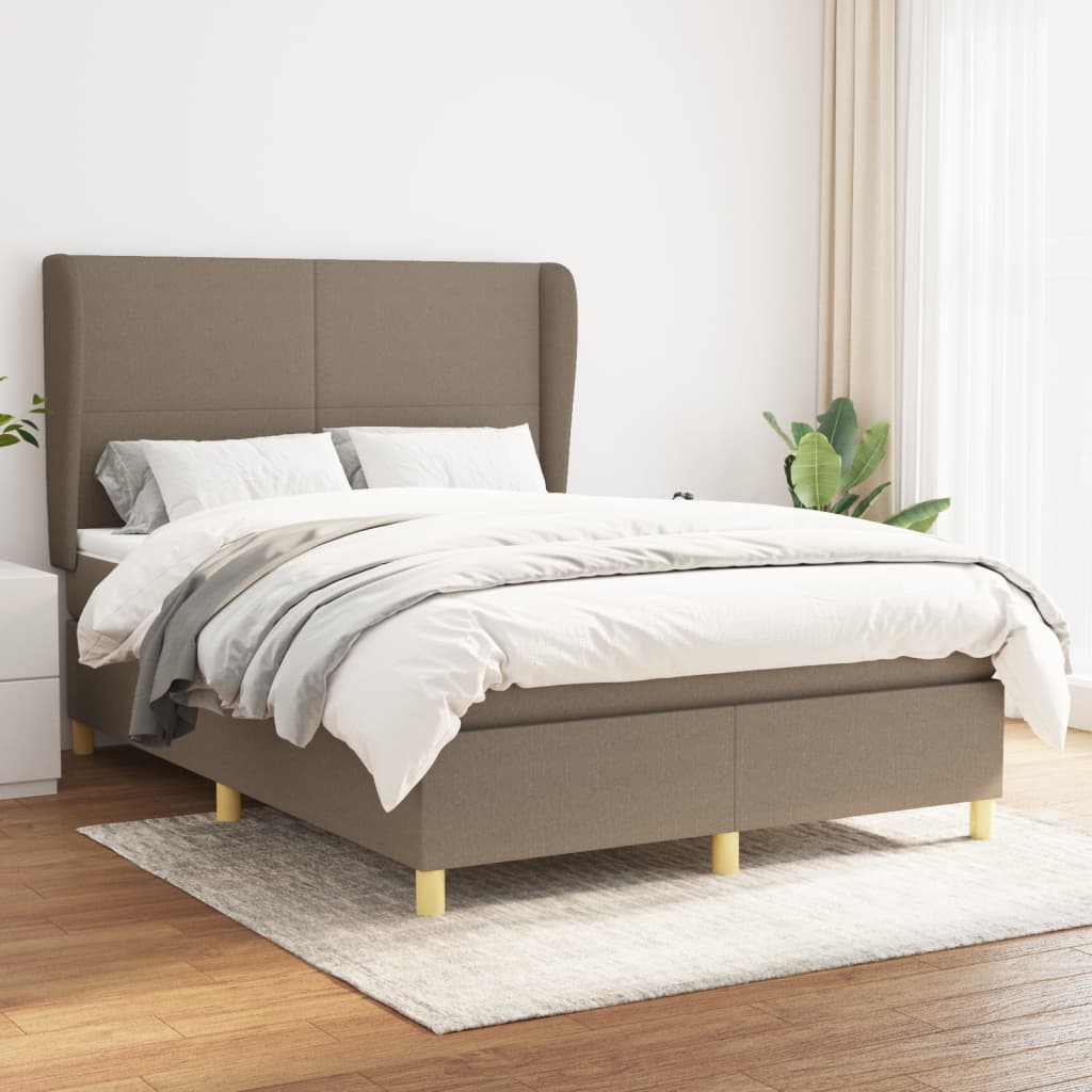 JUNG Vida Boxspringbett mit Matratze Taupe 140x200 cm Stoff