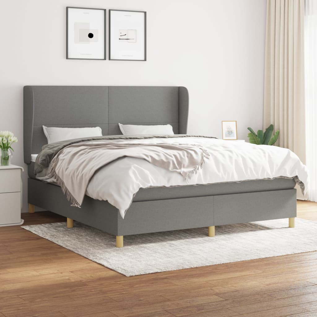 JUNG Vida Boxspringbett mit Matratze Dunkelgrau 160x200 cm Stoff