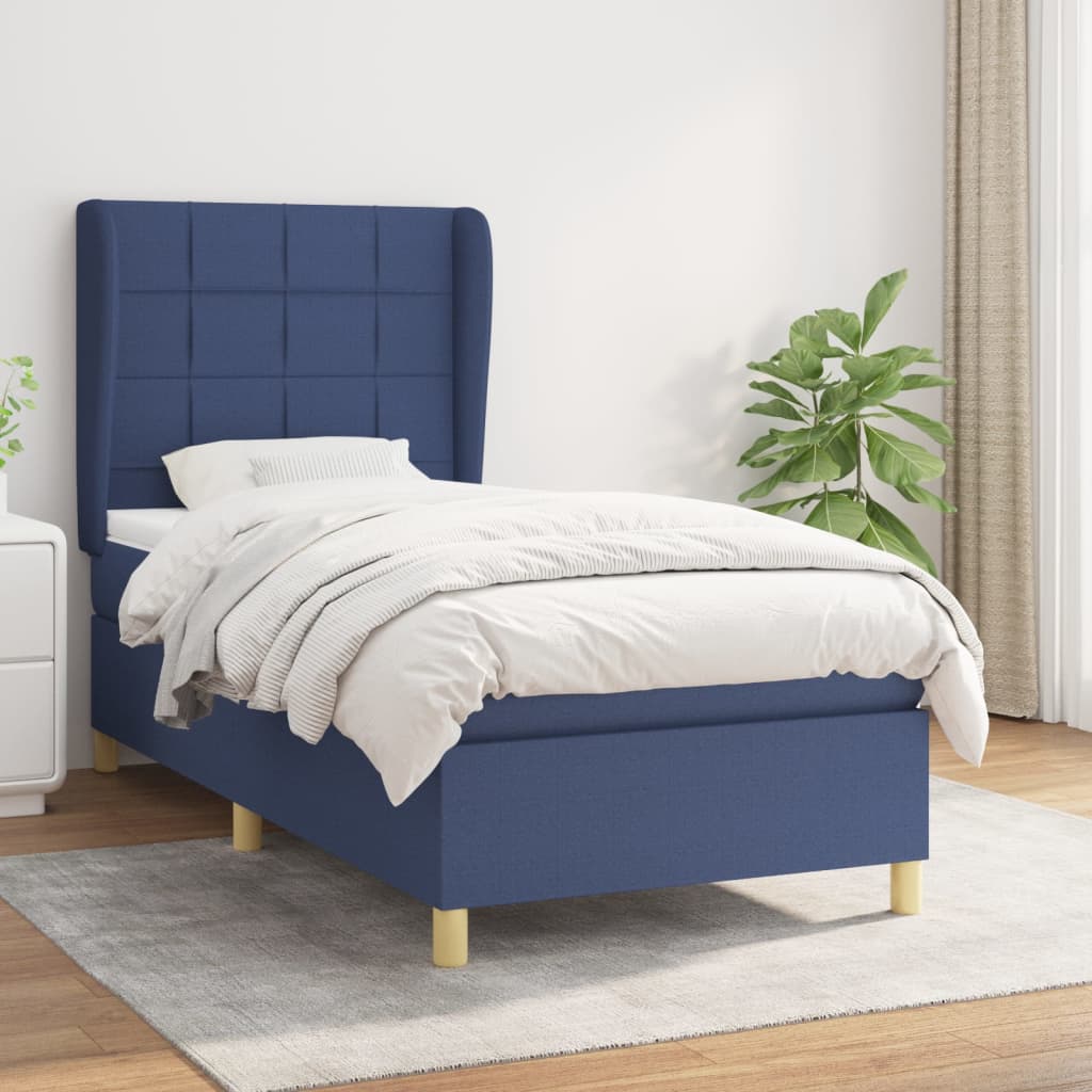 JUNG Vida Boxspringbett mit Matratze Blau 100x200 cm Stoff