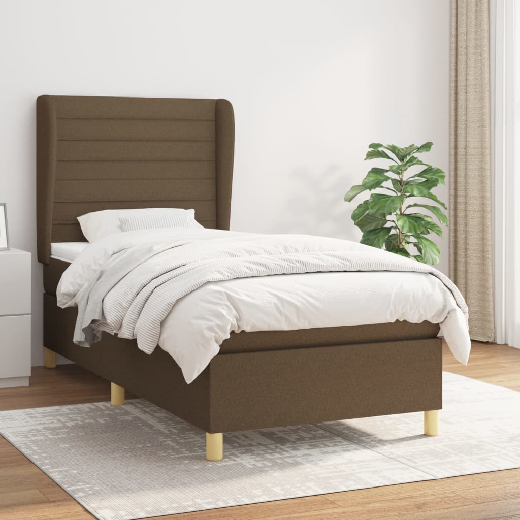 JUNG Vida Boxspringbett mit Matratze Dunkelbraun 80x200 cm Stoff