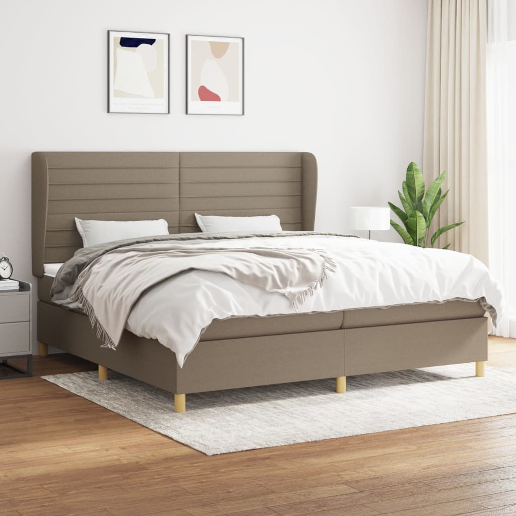 JUNG Vida Boxspringbett mit Matratze Taupe 200x200 cm Stoff