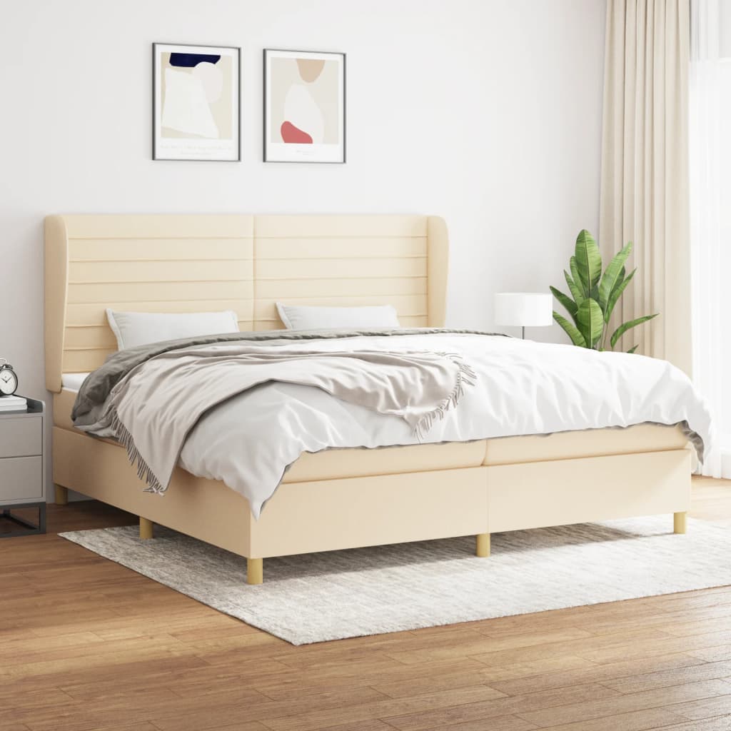 JUNG Vida Boxspringbett mit Matratze Creme 200x200 cm Stoff
