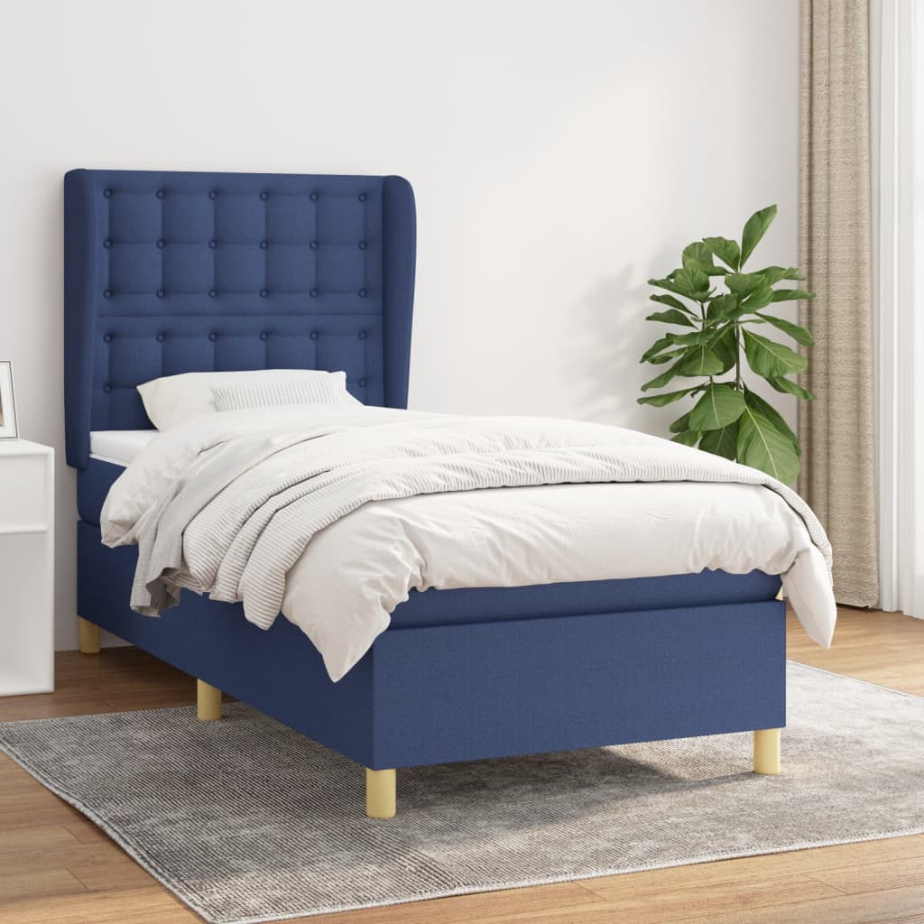 JUNG Vida Boxspringbett mit Matratze Blau 90x200 cm Stoff
