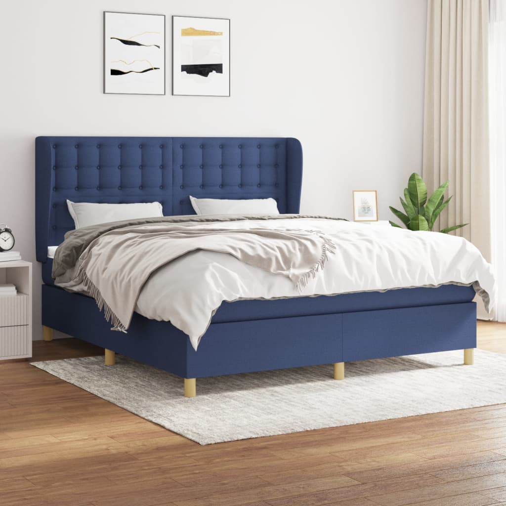 JUNG Vida Boxspringbett mit Matratze Blau 160x200 cm Stoff