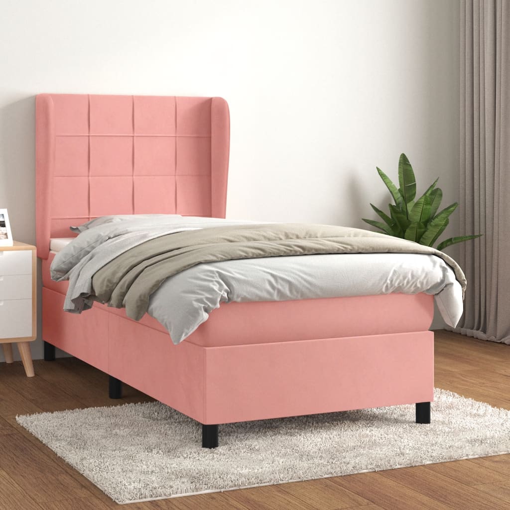 JUNG Vida Boxspringbett mit Matratze Rosa 90x190 cm Samt