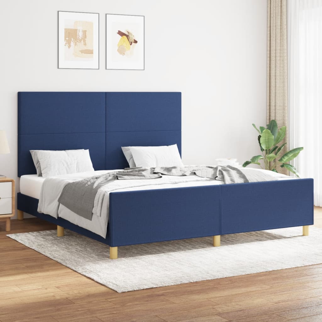JUNG Vida Bettgestell ohne Matratze Blau 160x200 cm Stoff
