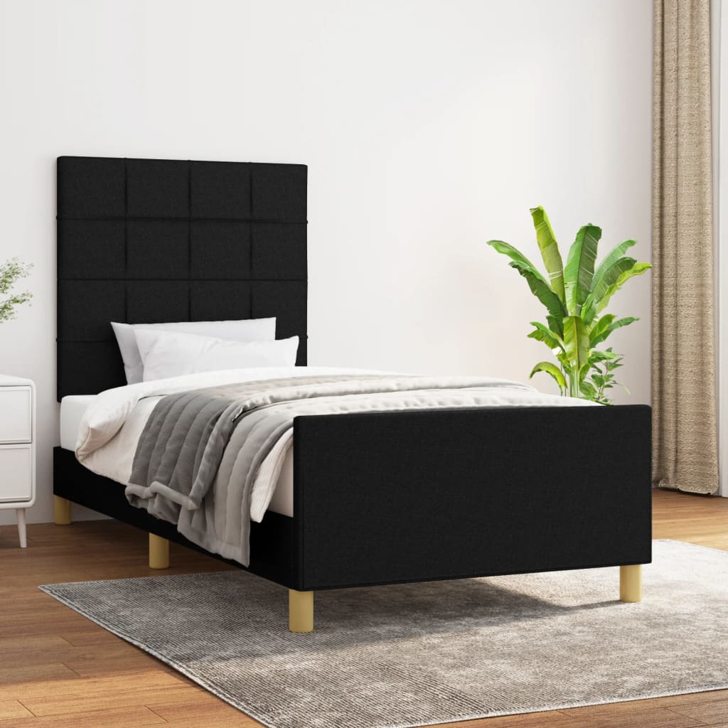JUNG Vida Bettgestell ohne Matratze Schwarz 100x200 cm Stoff