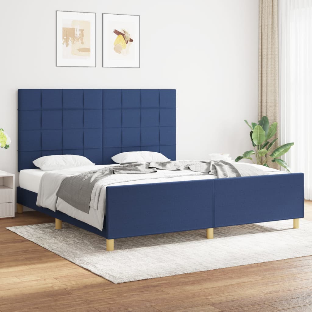 JUNG Vida Bettgestell ohne Matratze Blau 180x200 cm Stoff