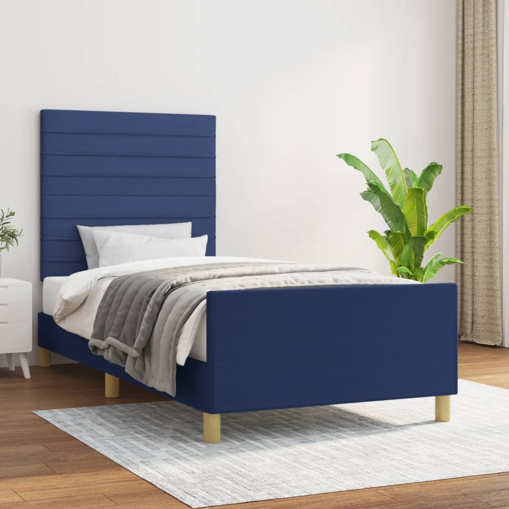JUNG Vida Bettgestell ohne Matratze Blau 100x200 cm Stoff