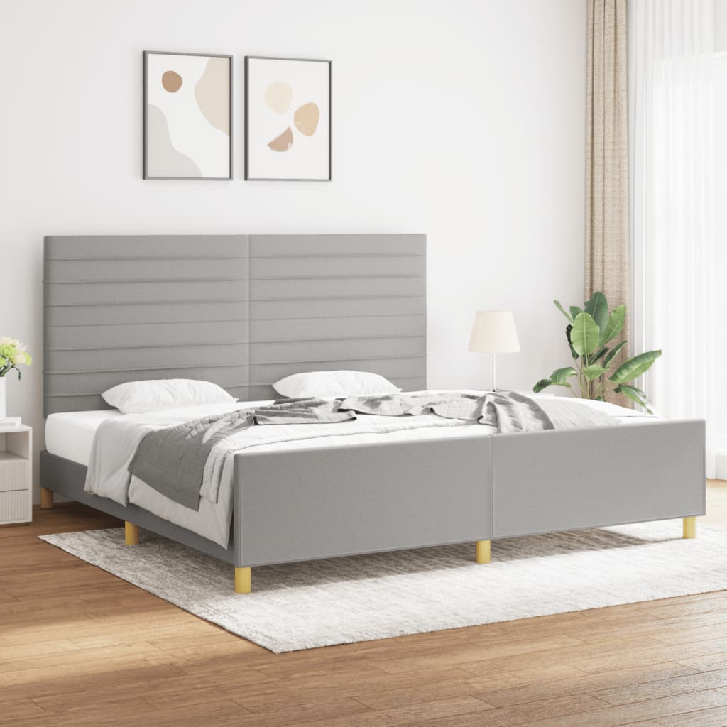 JUNG Vida Bettgestell ohne Matratze Hellgrau 200x200 cm Stoff