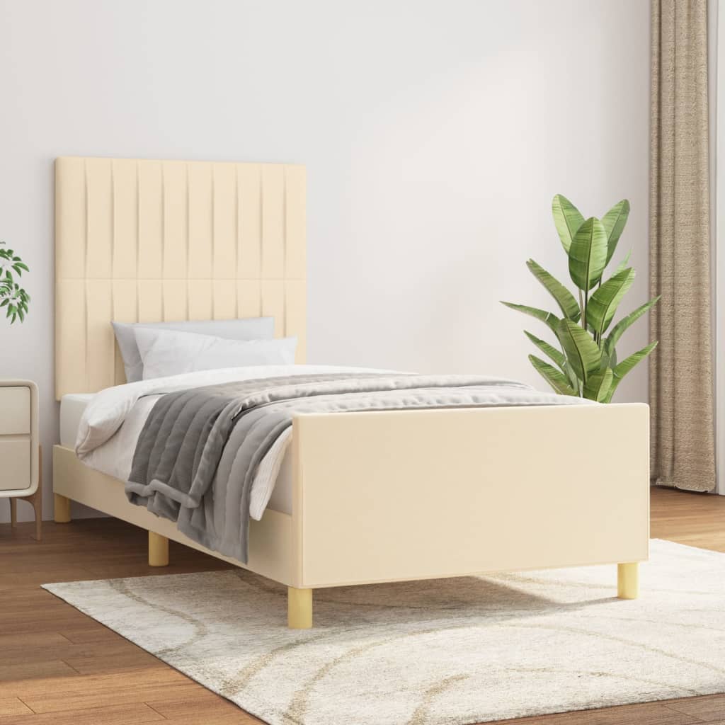 JUNG Vida Bettgestell ohne Matratze Creme 90x190 cm Stoff