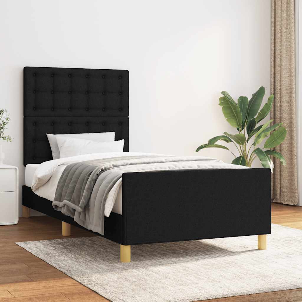 JUNG Vida Bettgestell mit Kopfteil Schwarz 90x200 cm Stoff