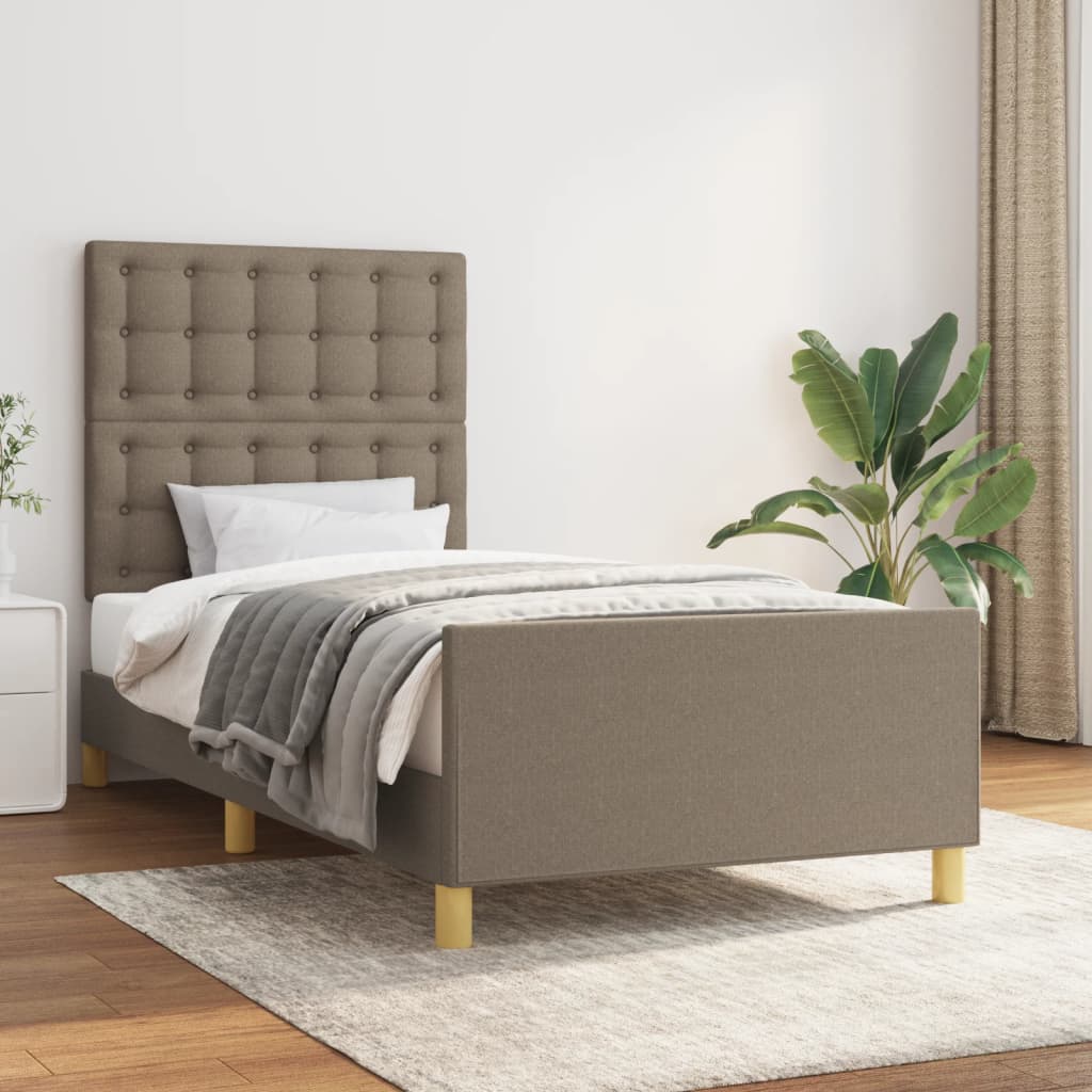 JUNG Vida Bettgestell ohne Matratze Taupe 90x200 cm Stoff